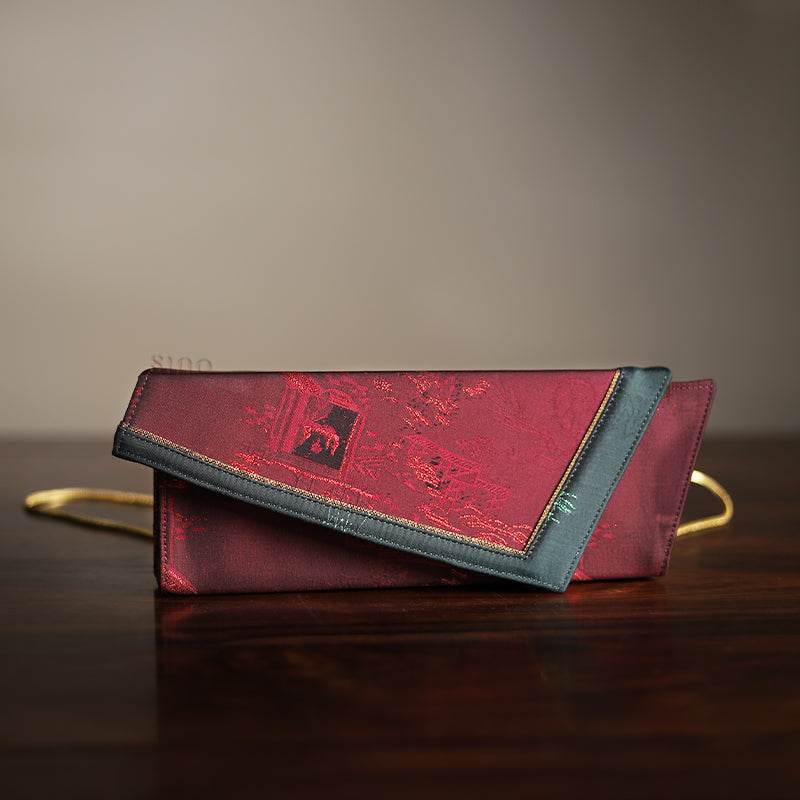 Ultra-Light Envelope Clutch Handbag in Recycled Fabric with Hualuo Silk 216g - SinoCultural -- GD1202 - 