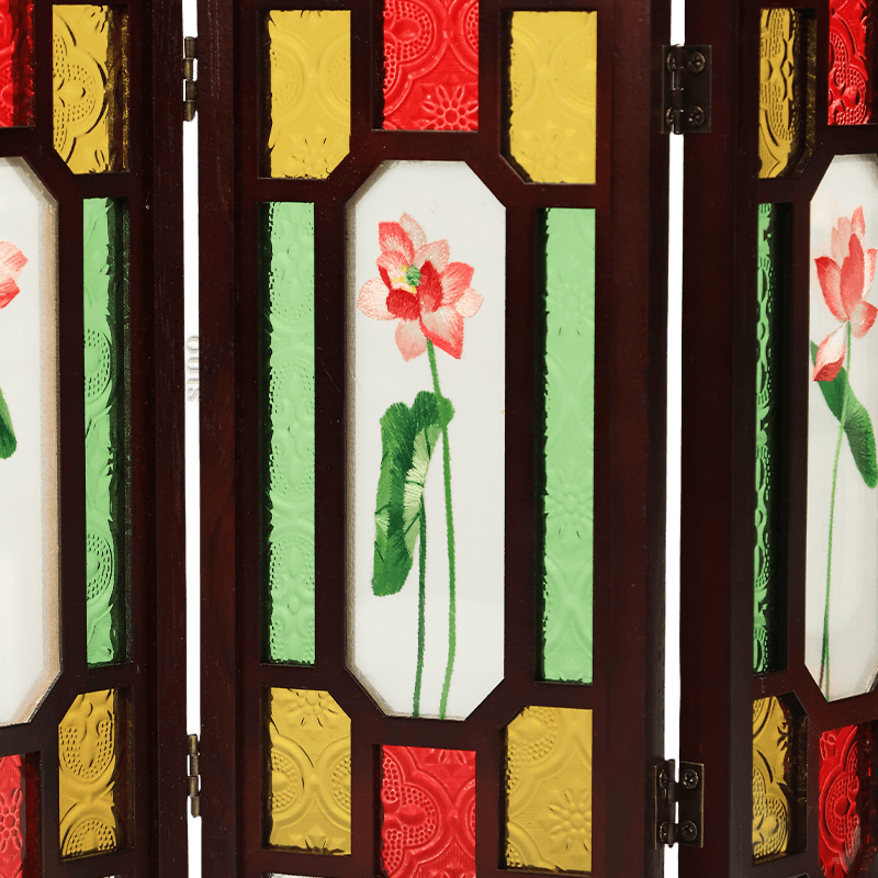Handcrafted Embroidery Lotus Blossom Cantonese Mansion Window Ornament - SinoCultural -- BXL06WCS174A03 - 