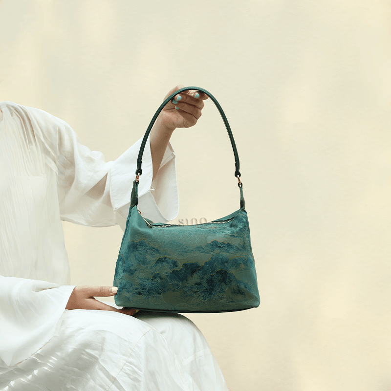 Xiangyunsha Silk Mulberry Silk Vintage Shoulder Bag - SinoCultural -- YSY1002Q - 