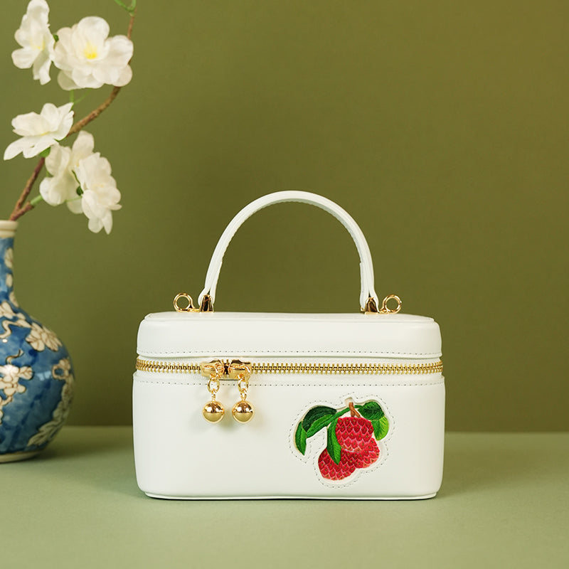 Handcrafted Embroidered Lychee Square Box Handbag