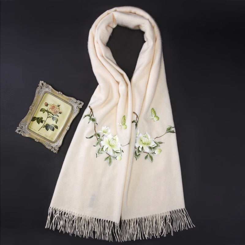Su Embroidery Flower Winter Cashmere Scarf 200*60