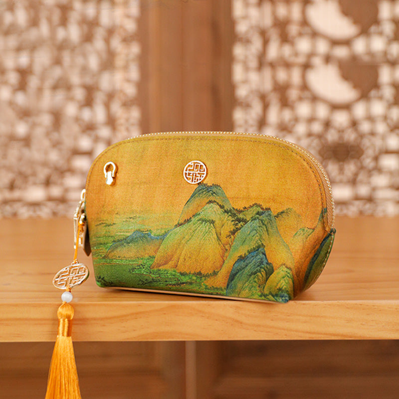 Chinese Ancient Painting Mulberry Silk Clutch Bag-Handbag-SinoCultural-SinoCultural