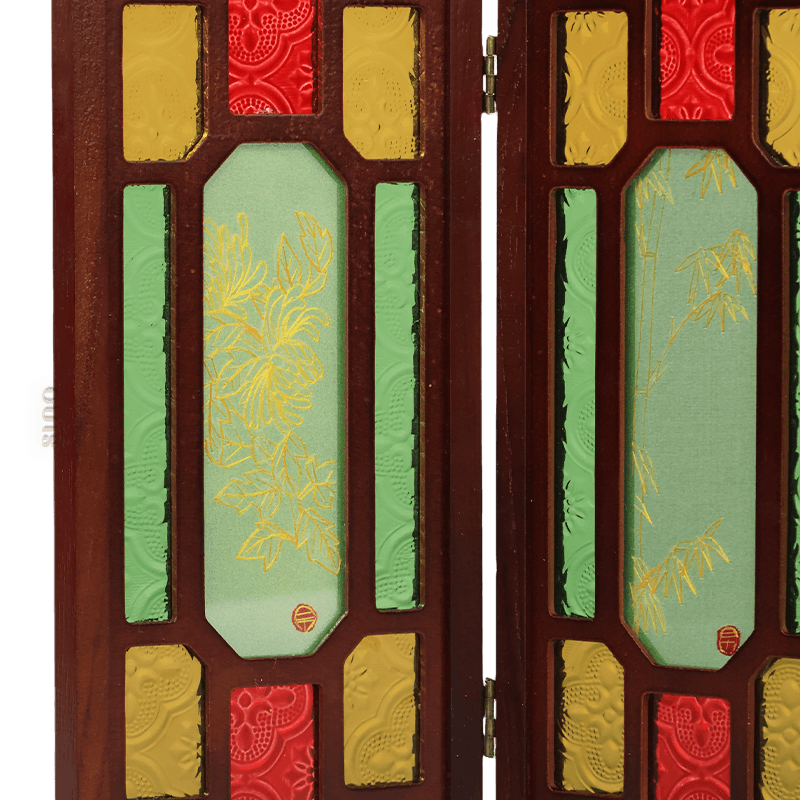 Hand-Embroidered Cantonese Mansion Window Ornament in Sandalwood Frame - SinoCultural -- BXL06WCS174A08 - 