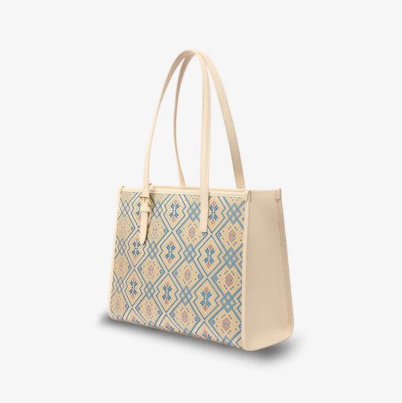 Zhuang Brocade Handicraft Large-Capacity Commuter Tote Bag - SinoCultural