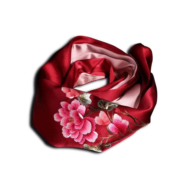 Handcrafted Suzhou Embroidery 100% Mulberry Silk Scarf 155x35 cm - SinoCultural