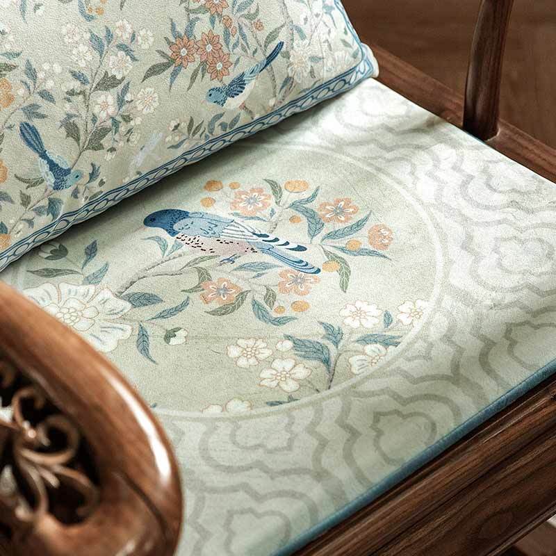 Chinoiserie Style Plush Printed Chair Cushion for Comfort - SinoCultural -- SC022A38 - 