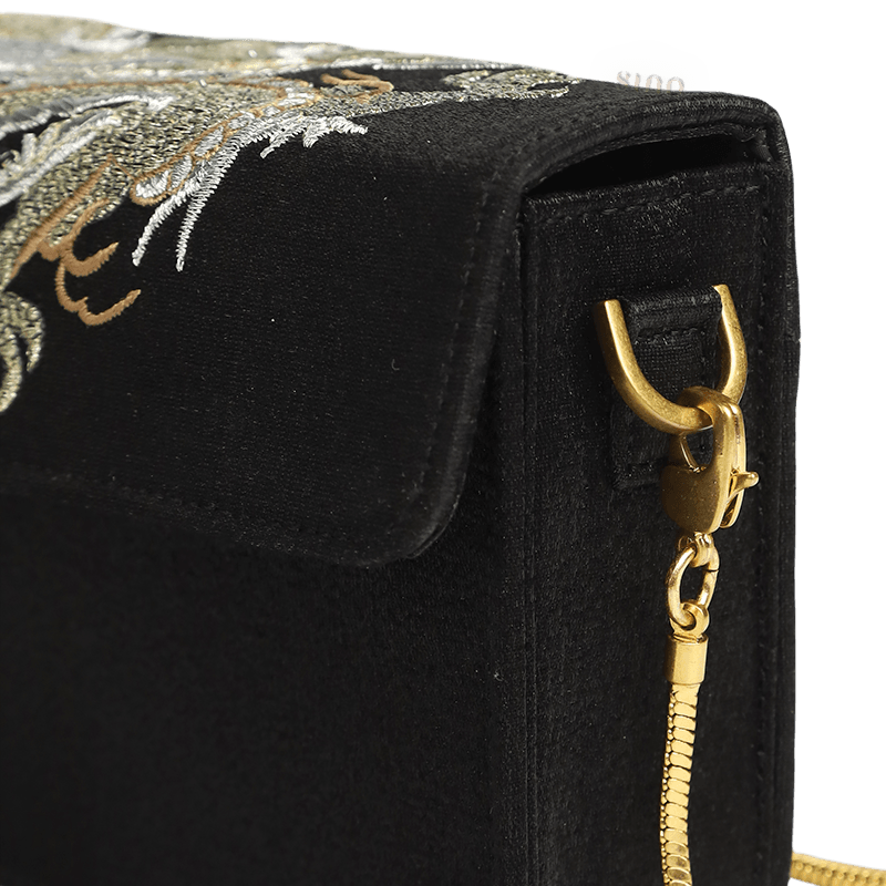 Ultra-Light Loong Silk Embroidery Black Evening Bag Recycled Fabric 154g - SinoCultural -- GD1207 - 