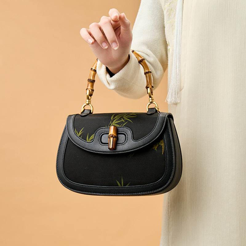 Xiangyunsha Print Crossbody Bamboo Handle Bag for Women - SinoCultural -- P110607 - 