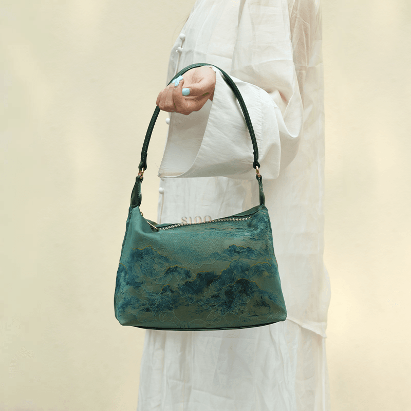 Xiangyunsha Silk Mulberry Silk Vintage Shoulder Bag - SinoCultural -- YSY1002Q - 