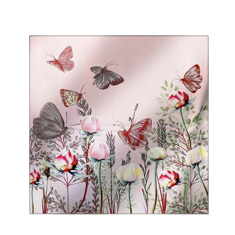 Mulberry Silk Butterfly Blossoms Square Scarf 88-Scarf-SinoCultural-Pink-CXFJ005-SinoCultural