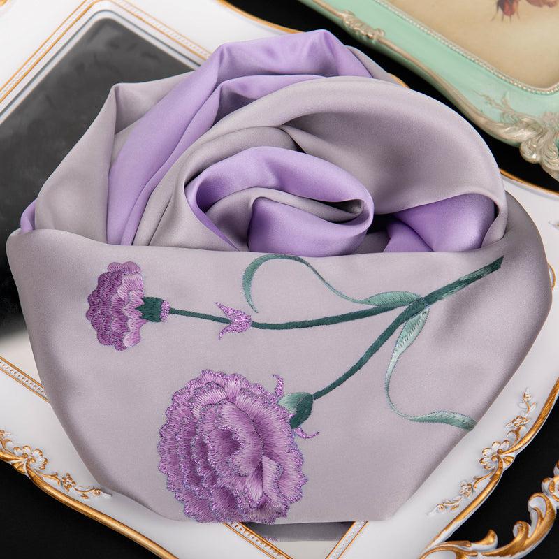 Su Embroidery Handcrafting Spring Silk Scaves 155*35-Scarf-SinoCultural-Purple-HYFSJ010-4-SinoCultural