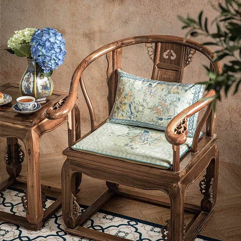 Chinoiserie Style Plush Printed Lumbar Pillow Cushion for Comfort - SinoCultural -- WP022A01 - 