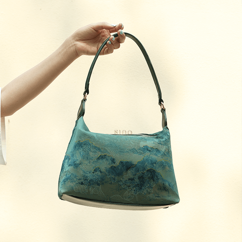 Xiangyunsha Silk Mulberry Silk Vintage Shoulder Bag - SinoCultural -- YSY1002Q - 
