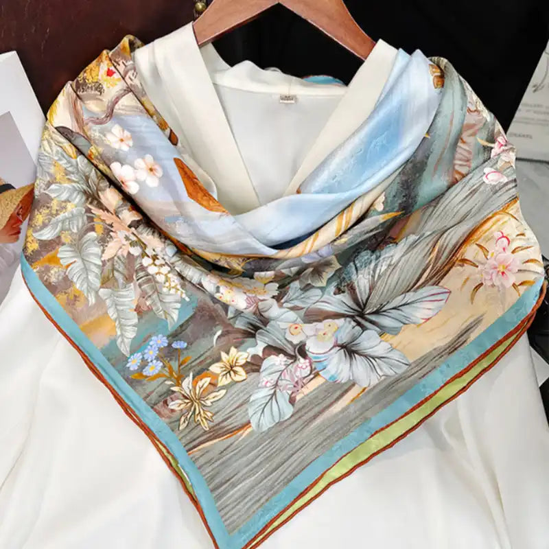 Mulberry Silk Double-sided Pattern Square Scarf 108