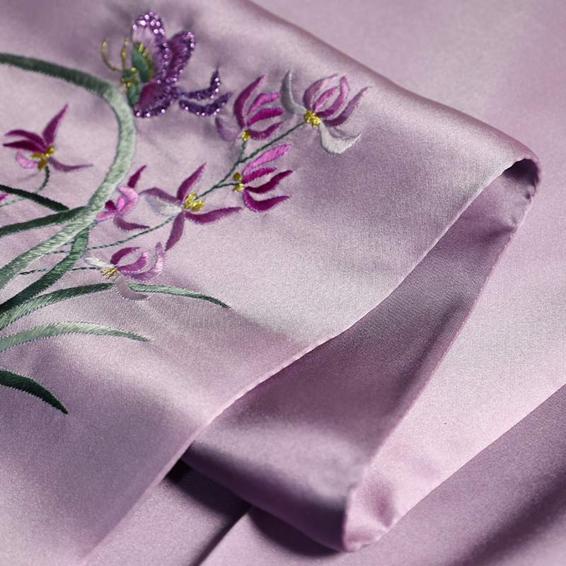 Cantonese Embroidery Handmade Mulberry Silk Scarf 155*35