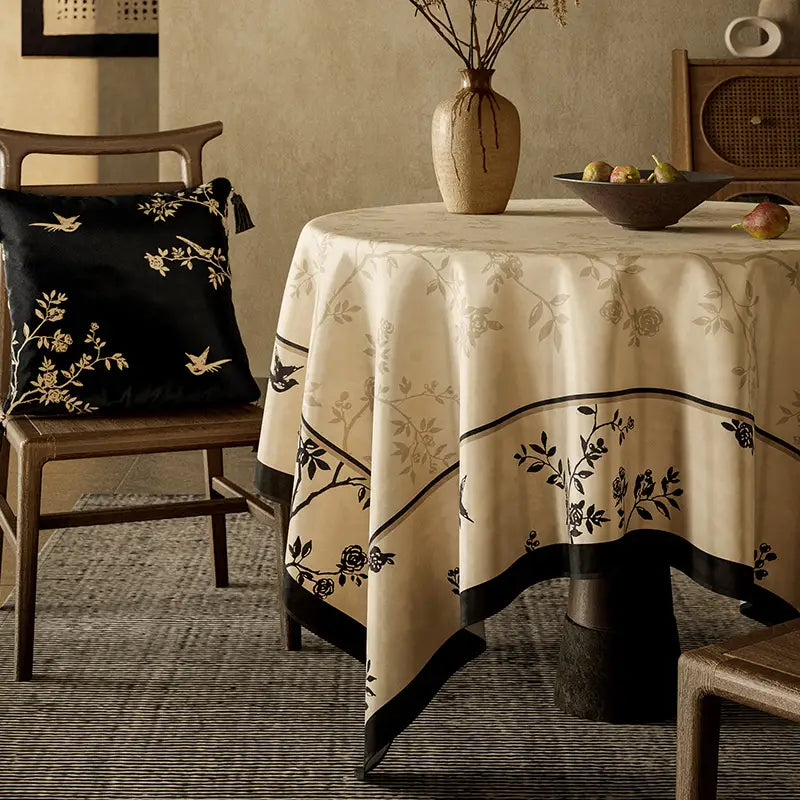 Chinoiserie Luxury Plush Rectangular Tablecloth