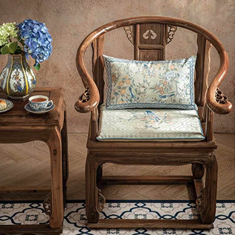 Chinoiserie Style Plush Printed Lumbar Pillow Cushion for Comfort - SinoCultural -- WP022A01 - 