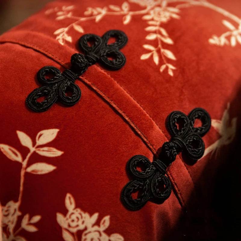 Chinoiserie Red Festive Chinese Style Throw Pillow - SinoCultural
