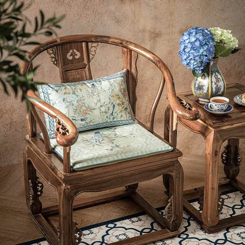Chinoiserie Style Plush Printed Chair Cushion for Comfort - SinoCultural -- SC022A38 - 