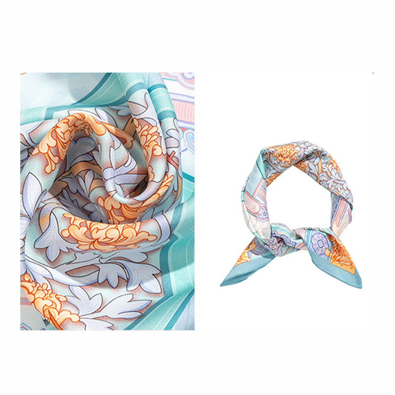 Palace Museum Mulberry Silk Crane Square Scarf 63.5-Scarf-SinoCultural-Blue-SS003LB-SinoCultural