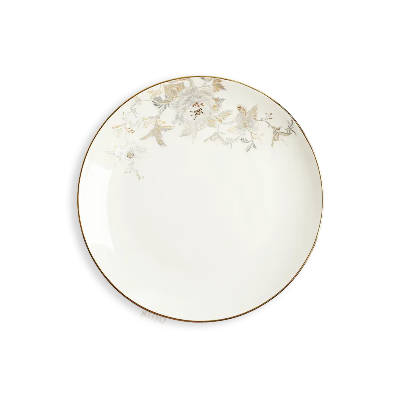 8’’ Chinoiserie Bone China Serving Platter: Peony & Butterfly design on white background