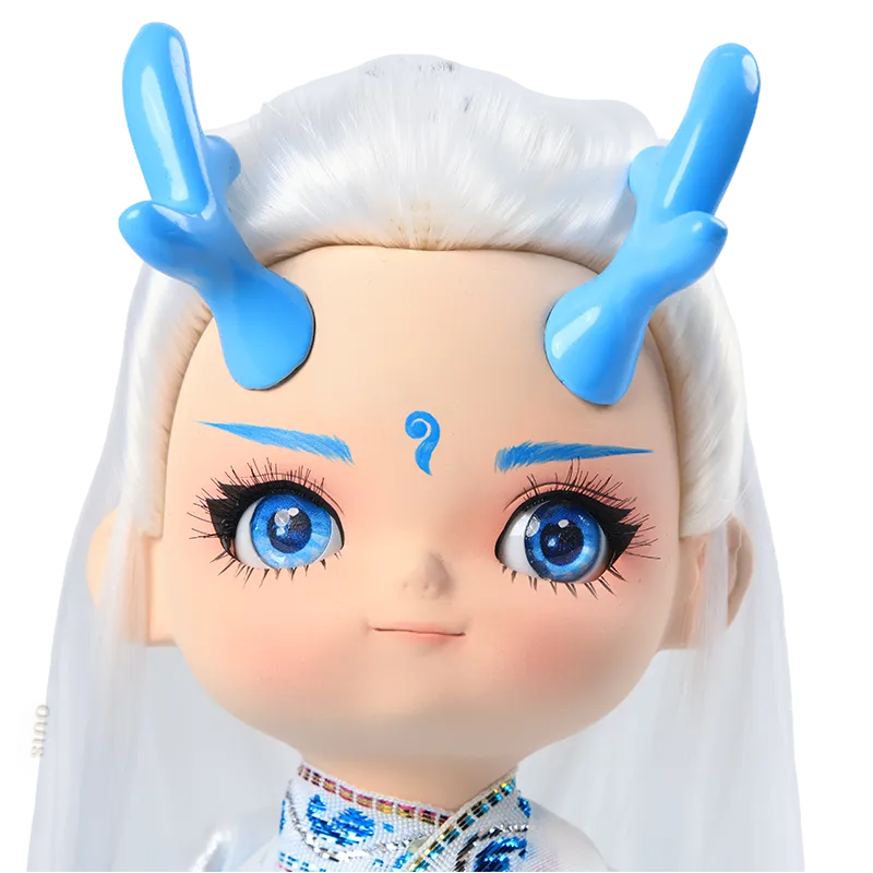 Face details of 9-inch Ao Bing doll (large blue eyes, forehead water mark).