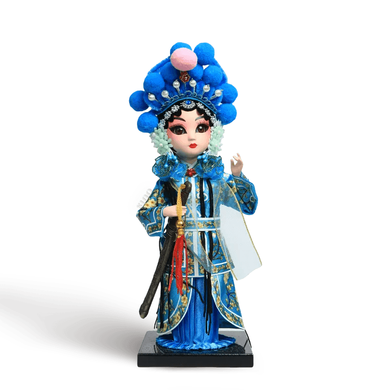 9-Inch Handmade Chinese Doll – Peking Opera Green Snake Collectible - SinoCultural -- XJP0904