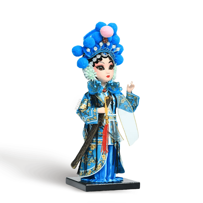 9-Inch Handmade Chinese Doll – Peking Opera Green Snake Collectible - SinoCultural -- XJP0904