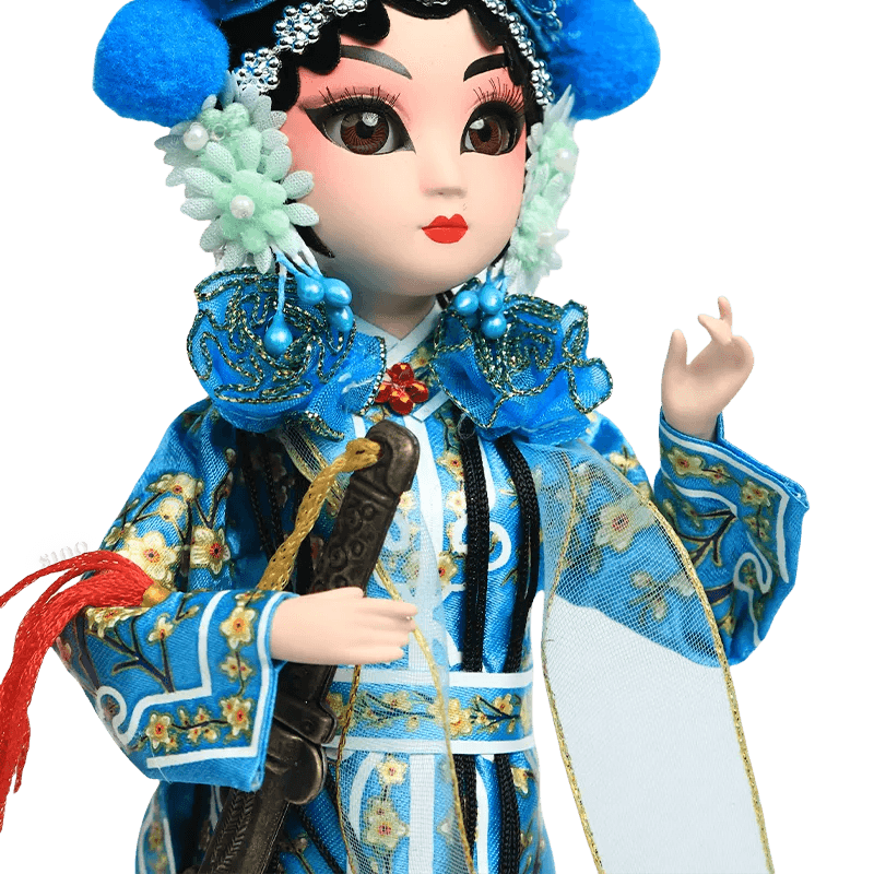 9-Inch Handmade Chinese Doll – Peking Opera Green Snake Collectible - SinoCultural -- XJP0904