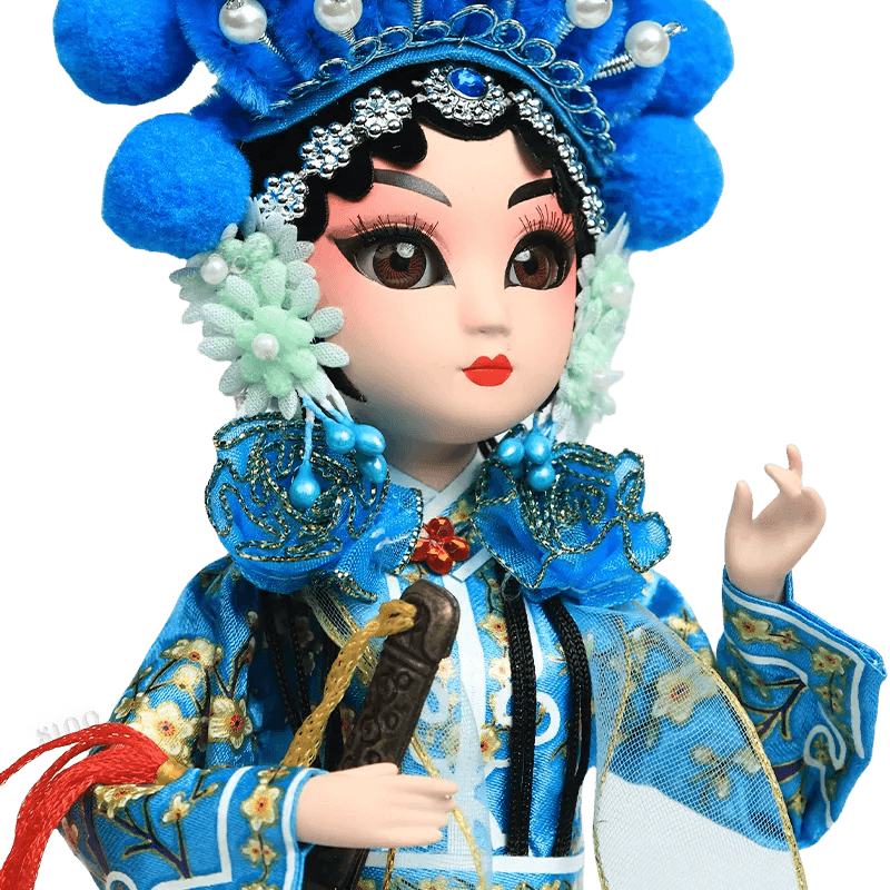 9-Inch Handmade Chinese Doll – Peking Opera Green Snake Collectible - SinoCultural -- XJP0904