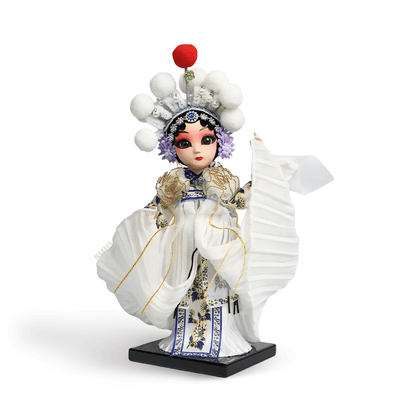 9-Inch Handmade Chinese Doll – Peking Opera Legendary White Snake Collectible - SinoCultural -- XJP0903