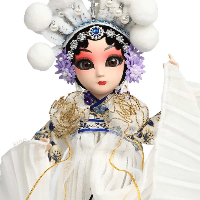 9-Inch Handmade Chinese Doll – Peking Opera Legendary White Snake Collectible - SinoCultural -- XJP0903