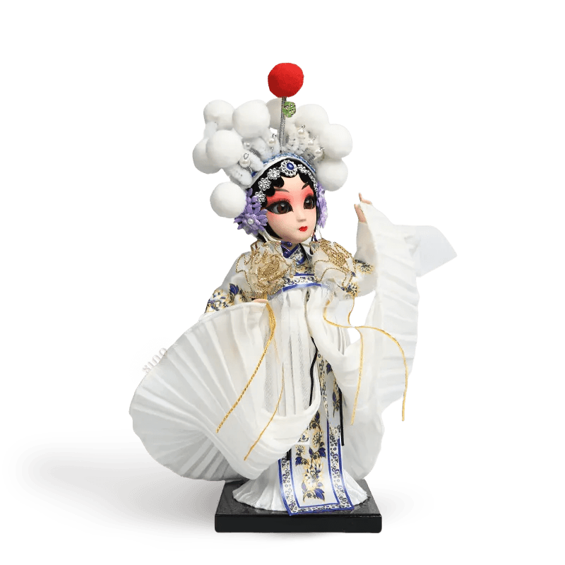 9-Inch Handmade Chinese Doll – Peking Opera Legendary White Snake Collectible - SinoCultural -- XJP0903