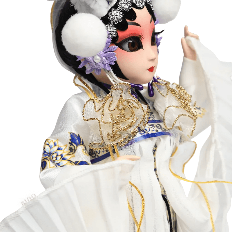 9-Inch Handmade Chinese Doll – Peking Opera Legendary White Snake Collectible - SinoCultural -- XJP0903