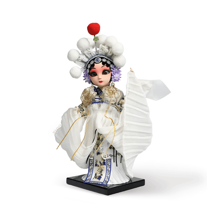9-Inch Handmade Chinese Doll – Peking Opera Legendary White Snake Collectible - SinoCultural -- XJP0903