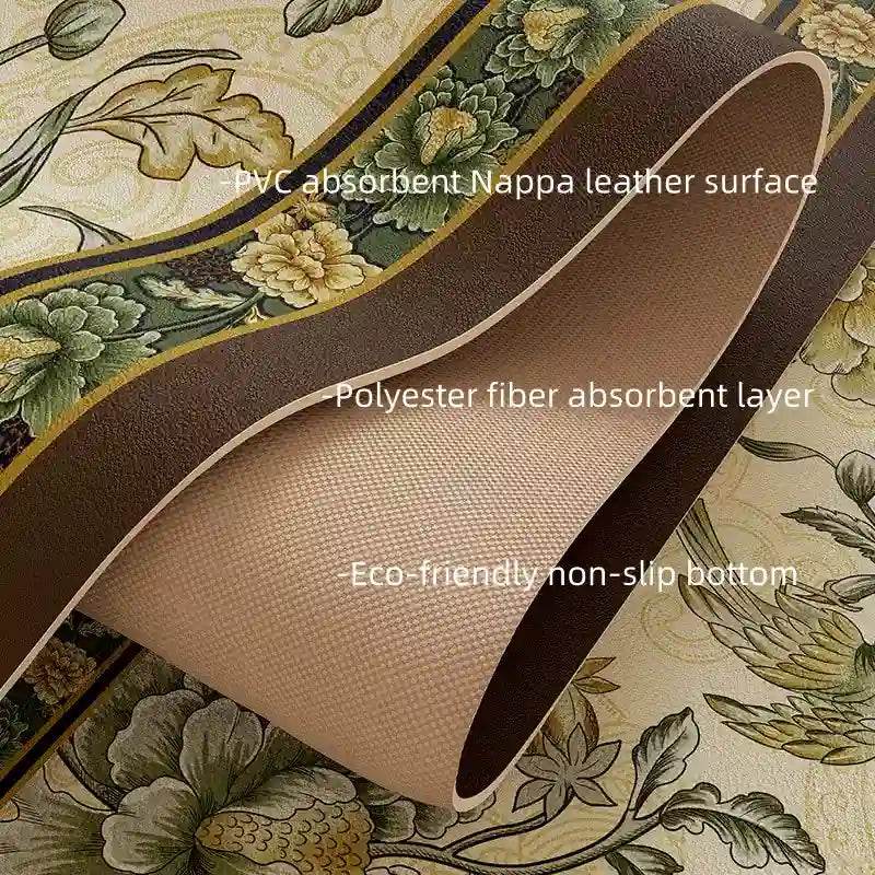 Chinoiserie Absorbent Bathroom Mat Anti-Slip Fan-Shaped Rug - SinoCultural