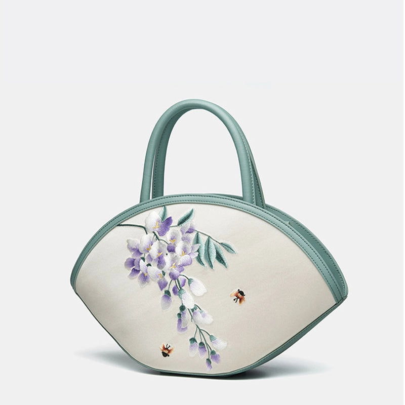 Embroidery Wisteria Floral Handbag