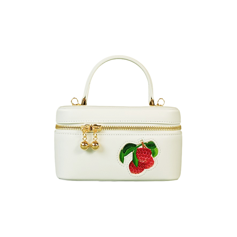 Handcrafted Embroidered Lychee Makeup Bag