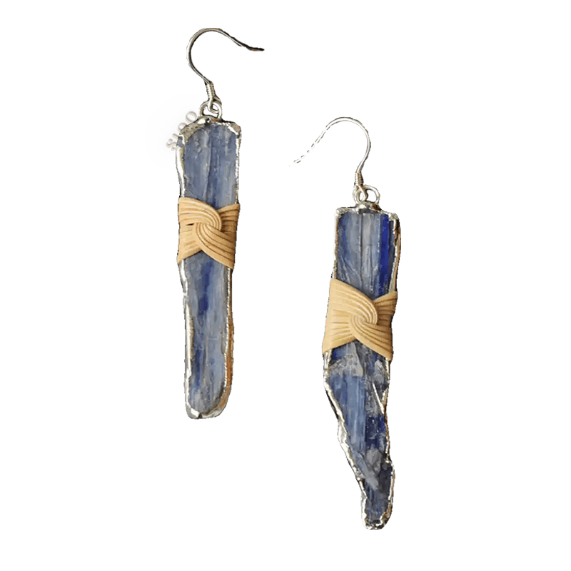 Blue Crystal Dangle Earrings - Lunar Sea Chinese Style Jewelry - SinoCultural -- ZBXK-A2-0237 - 