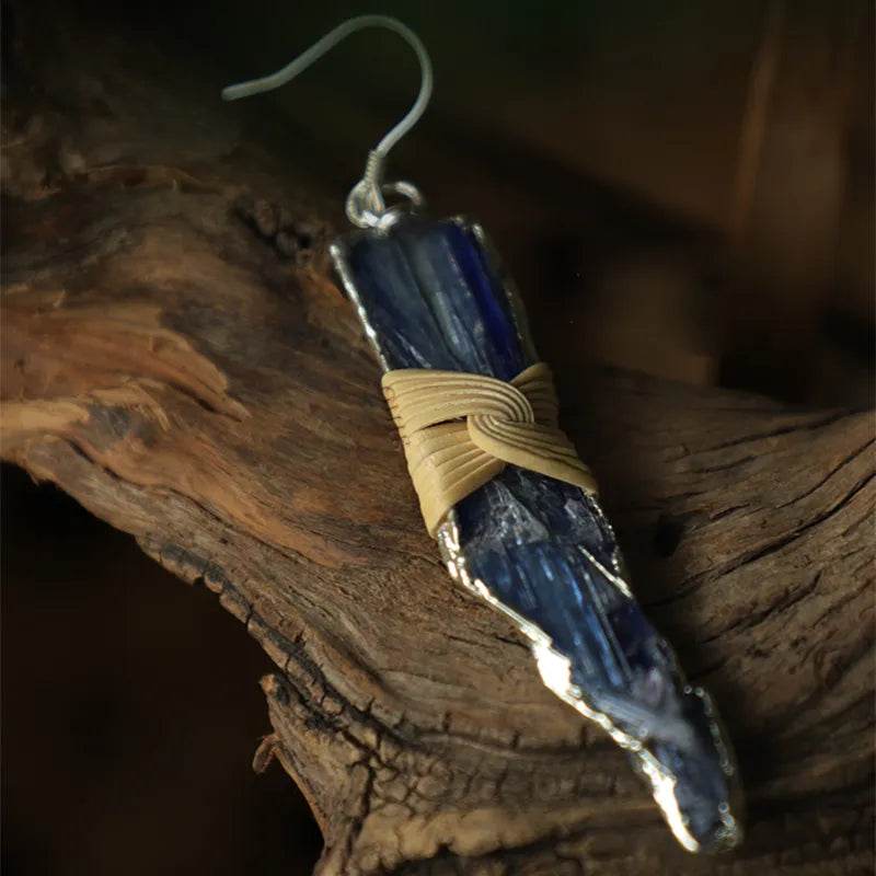 Blue Crystal Dangle Earrings - Lunar Sea Chinese Style Jewelry - SinoCultural -- ZBXK-A2-0237 - 