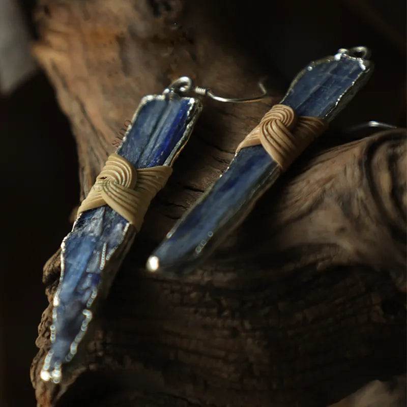Blue Crystal Dangle Earrings - Lunar Sea Chinese Style Jewelry - SinoCultural -- ZBXK-A2-0237 - 