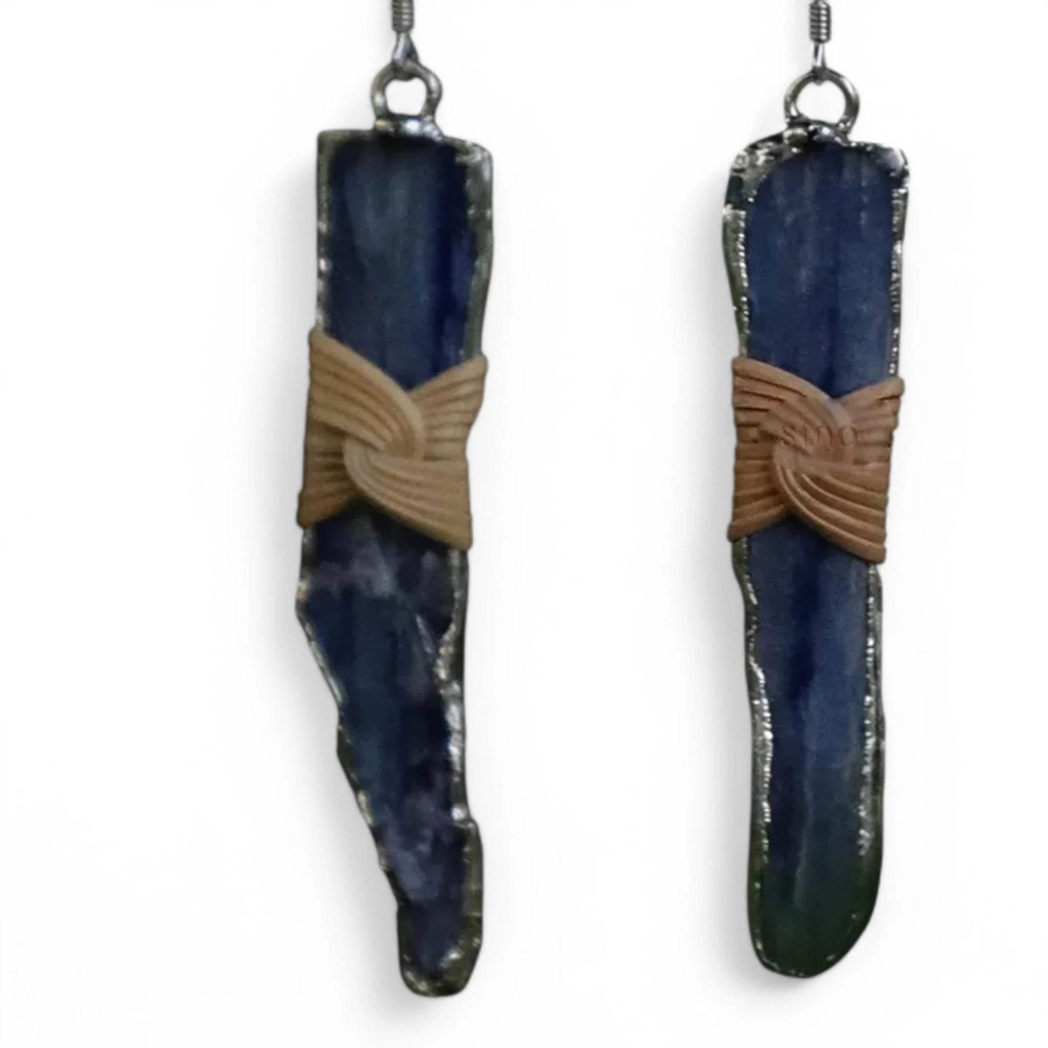 Blue Crystal Dangle Earrings - Lunar Sea Chinese Style Jewelry - SinoCultural -- ZBXK-A2-0237 - 