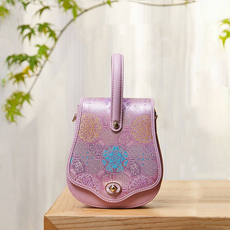 Brocade Jacquard Butterfly Designer Saddle Bag - SinoCultural