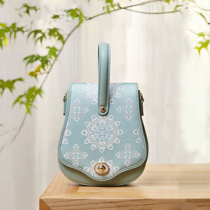 Brocade Jacquard Butterfly Designer Saddle Bag - SinoCultural