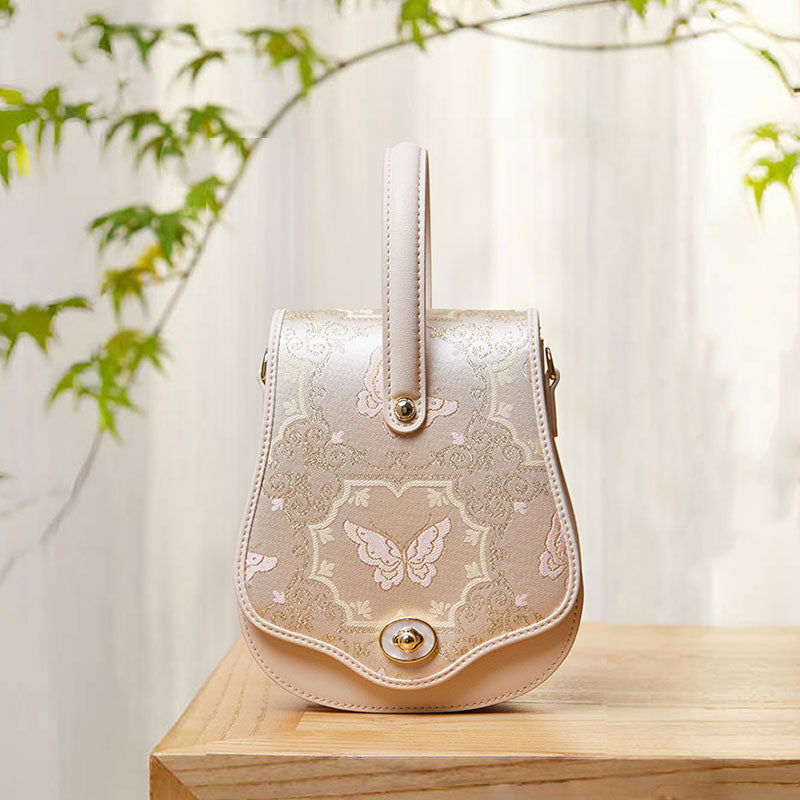 Brocade Jacquard Butterfly Designer Saddle Bag - SinoCultural