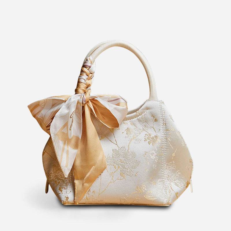 Brocade Silk Cute Bucket Bag Fenghuang Pattern Handbag - SinoCultural -- P17020204-5 - 