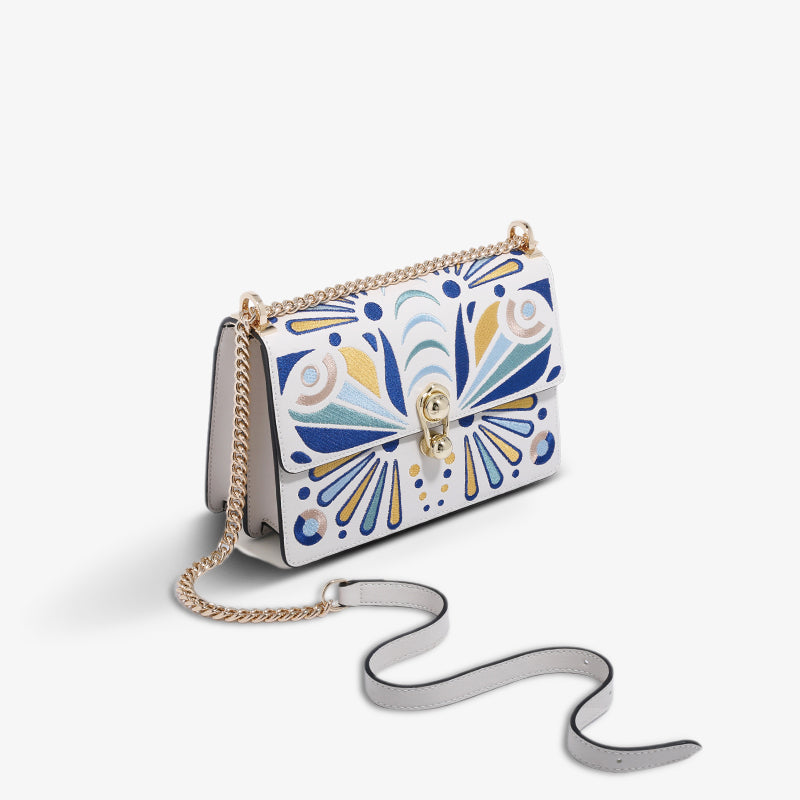 Embroidery Leather Chain Flap Bag Butterfly-Shoulder Bag-SinoCultural-SinoCultural