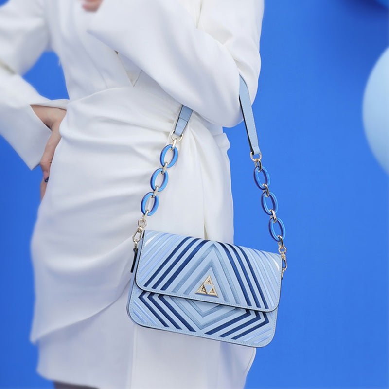 Embroidery Geometry Chain Flap Evening Shoulder Bag-Shoulder Bag-SinoCultural-SinoCultural