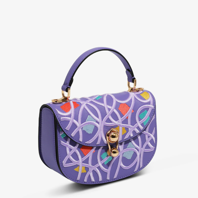 Embroidery Leather Saddle Handbag Fantastical Masterpiece-Handbag-SinoCultural-SinoCultural