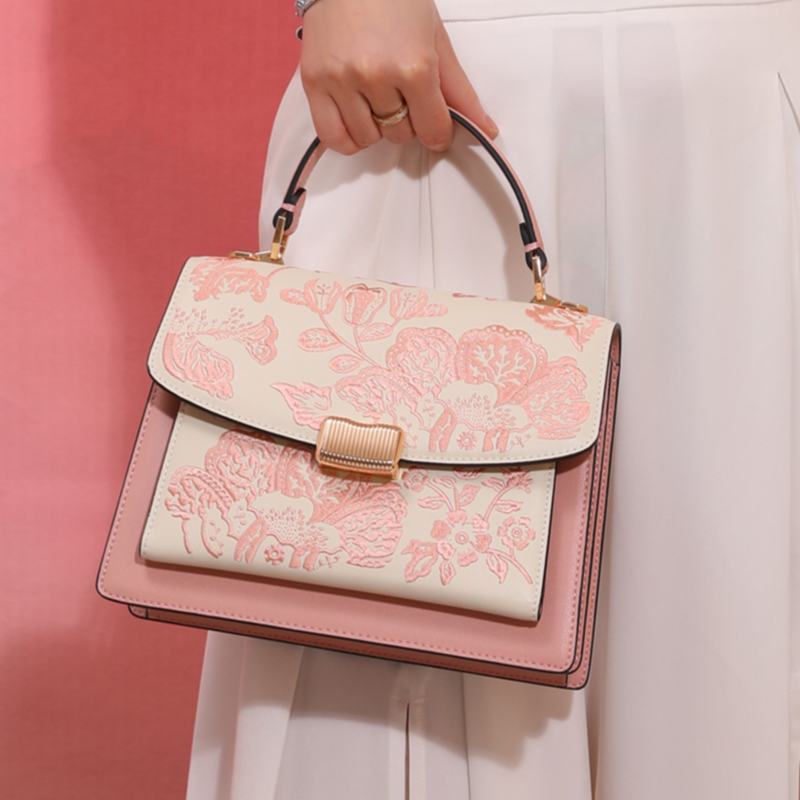 Embroidery Leather New Chinese Style Handbag Peony